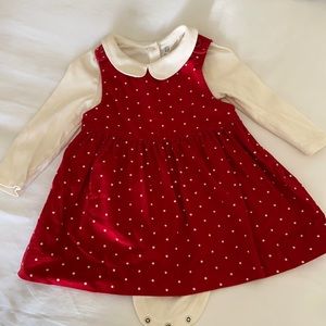 Holiday polka dot corduroy dress